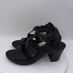 Born Slingback Sandals Womens 9 Black Leather Slip On Wedge Heel Classic Outdoor